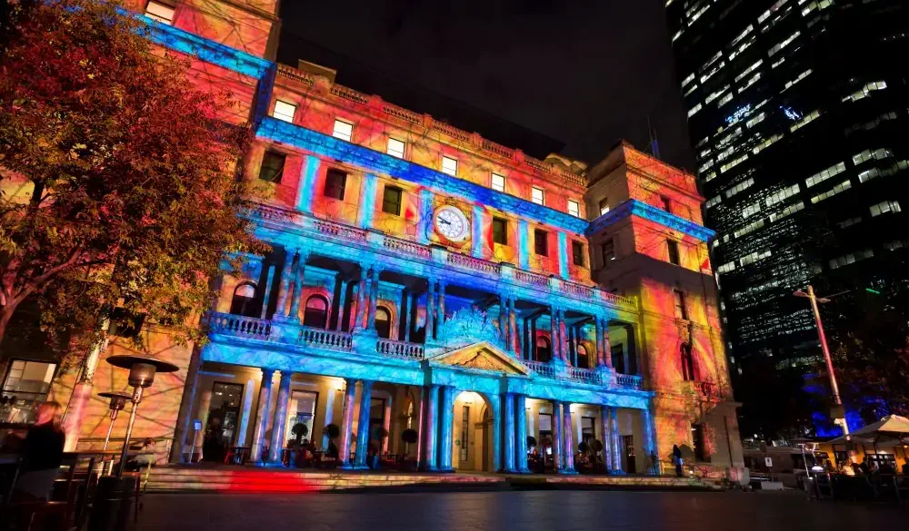 Customs House at Circular Quay, Sydney exterior as part of the Vivid Sydney festival 2014.