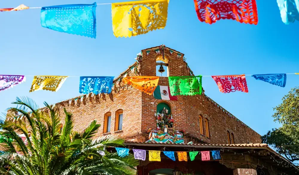 Detail from Historic Market Square in downtown San Antonio. Three city blocks bounded by Dolorosa, Santa Rosa and West Commerce Streets. Pedestrian malls, with stone fountains, ornamental streetlights, trees and benches. Souvenir shops, Mexican Bakery and Gallery space. Located at the same place since 1890s.