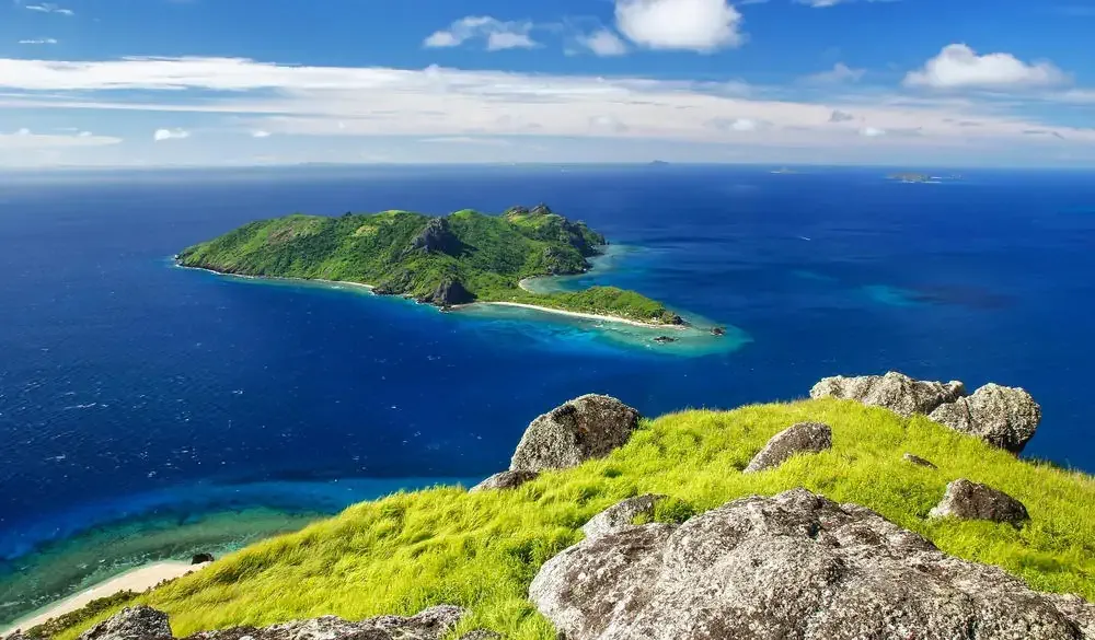 View of Kuata Island from Vatuvula Volcano on Wayaseva Island, Yasawa Islands, Fiji; Shutterstock ID 1311552305