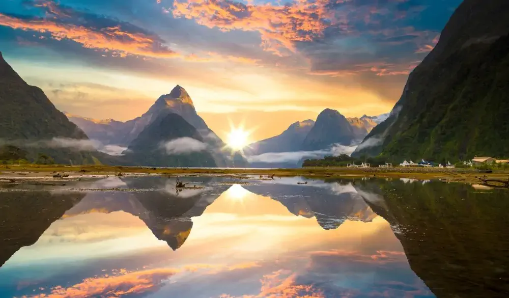 Mitre Peak rising from the Milford Sound fiord