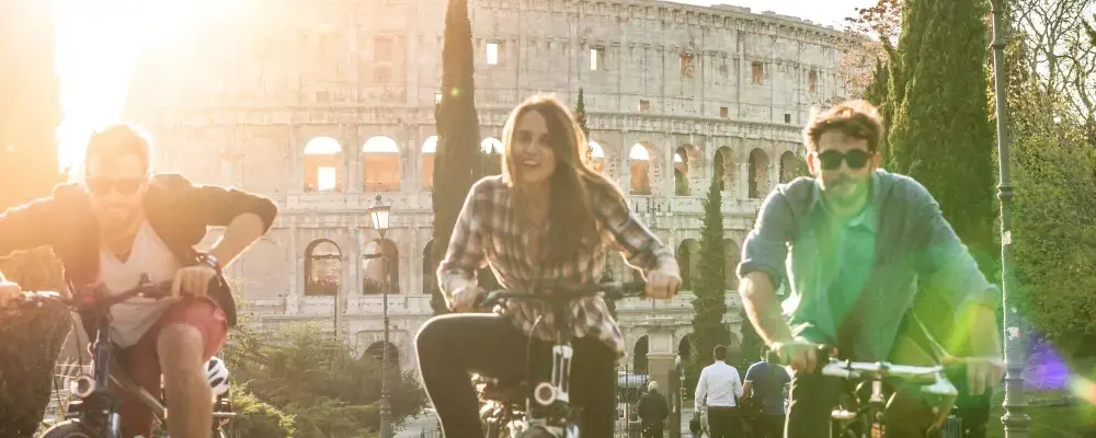 tourists riding bikes in colle oppio