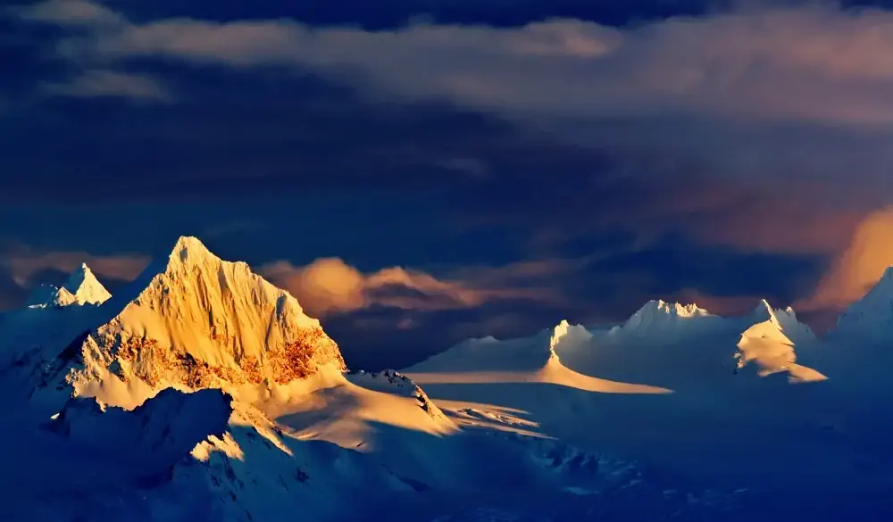 USA, Alaska, Kenai Mountains and storm clouds at sunset, best of Alaska