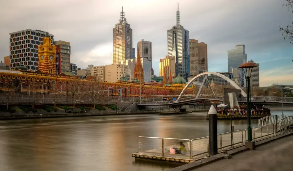 Melbourne city view from Southbank pier